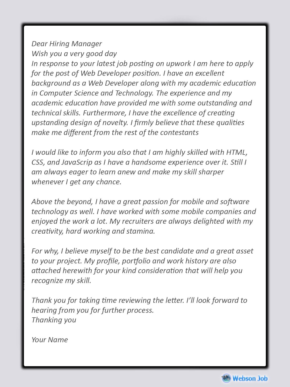 Upwork Proposal Sample for Web Developer